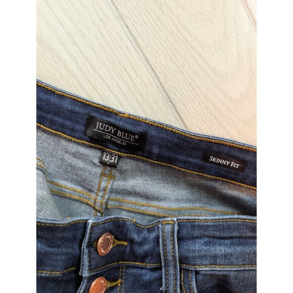 Judy Blue Jeans Womens 13/31 Skinny Fit Dark Wash Slim Casual Pants Button Fly - Picture 10 of 10